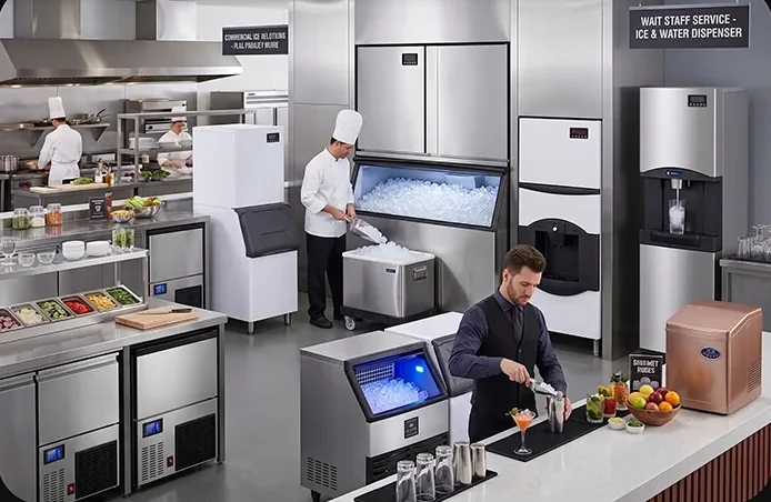 Commercial ice maker installed in a foodservice business