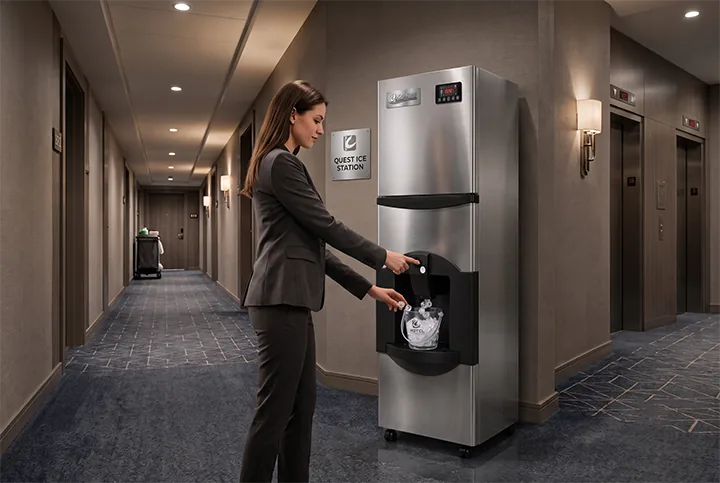 Hotel ice machine serving a guest floor