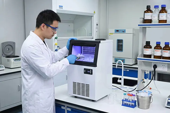 Laboratory ice maker with flake ice for research use