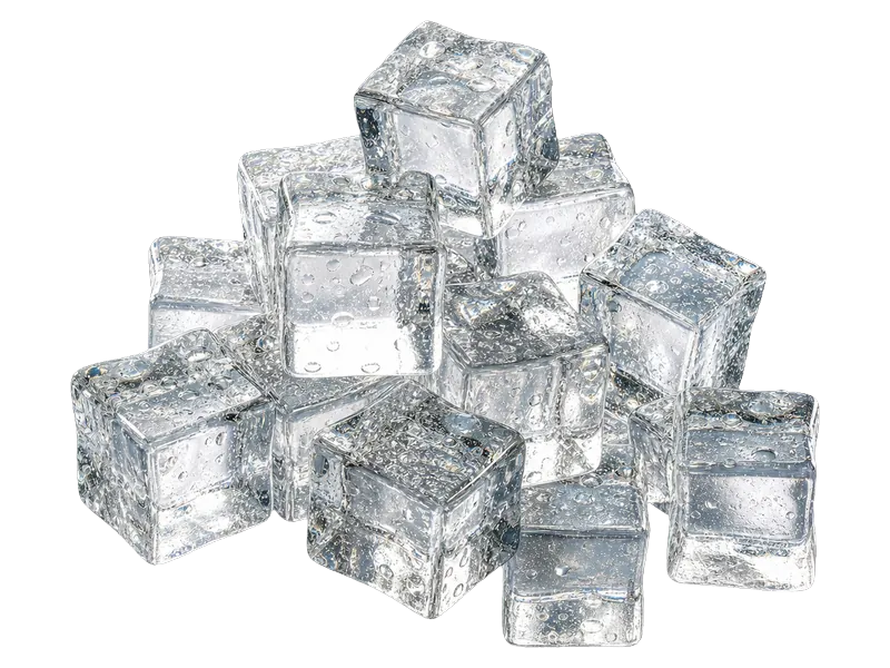 Cube ice produced by KAISON cube ice machines