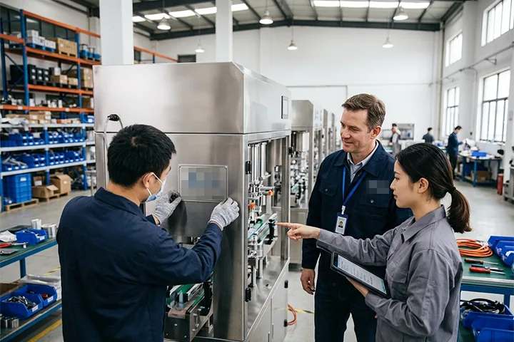 Brand owner reviewing OEM ice machine design with KAISON