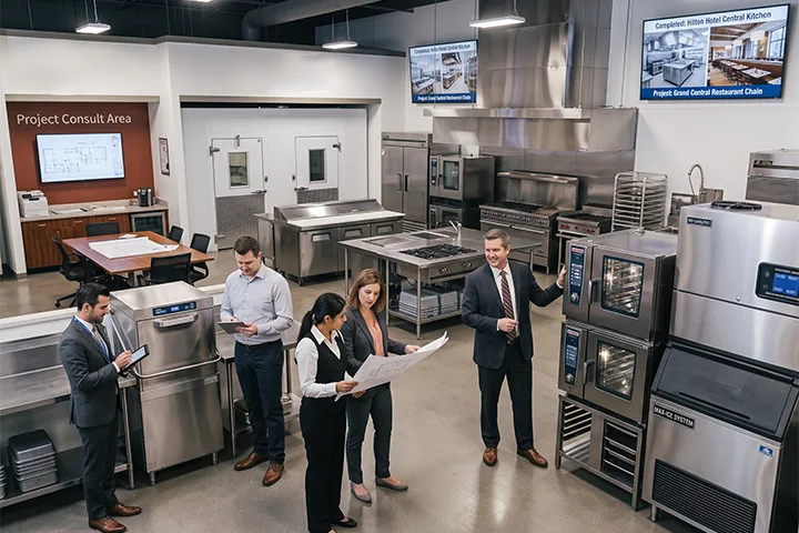 Commercial kitchen equipment dealer selecting ice machines